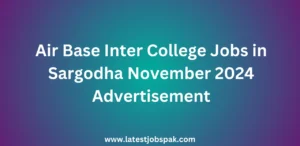 Air Base Inter College Jobs in Sargodha November 2024 Advertisement